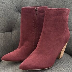 Women's Burgundy Suede Ankle Boots 8